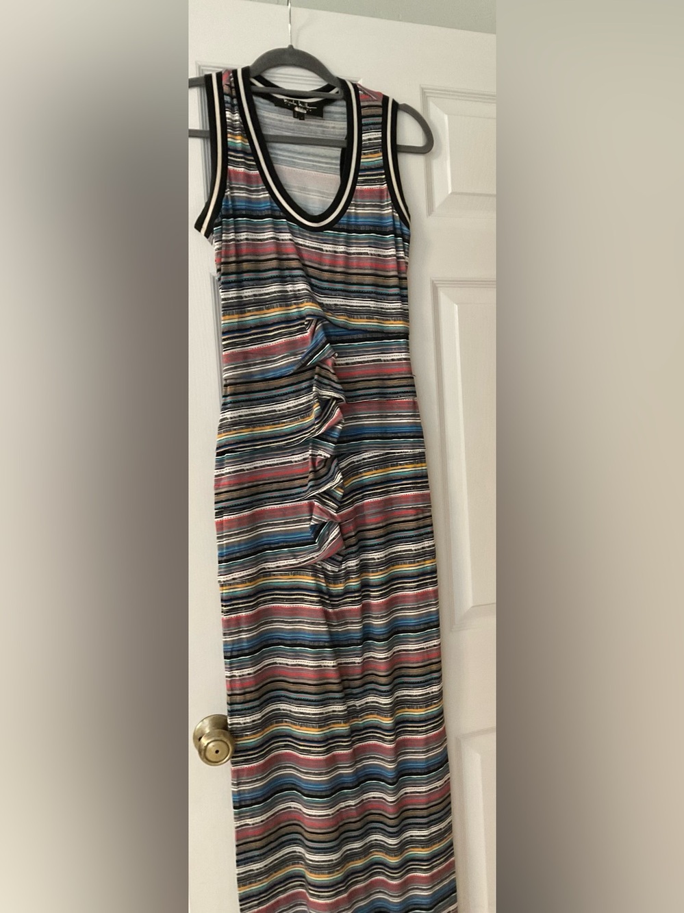 Nicole Miller Striped Multicolor Pencil Skirt with Front Ruffle